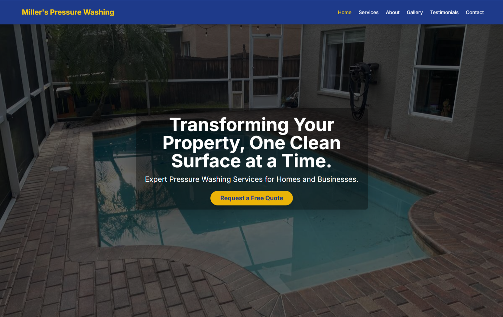 Miller's Pressure Washing Website Thumbnail